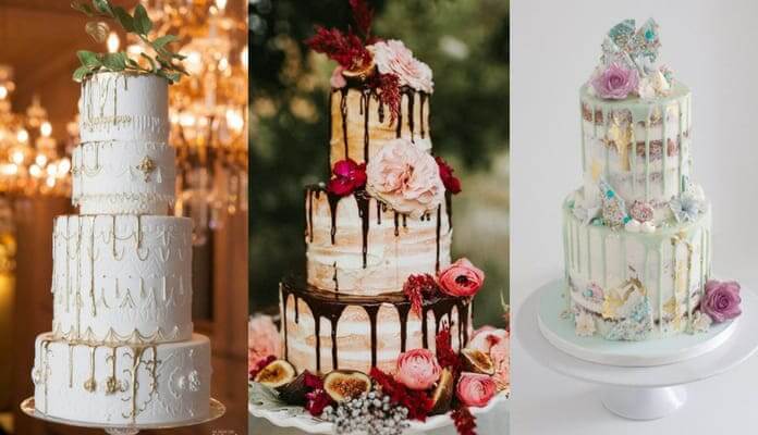 pasteles goteados o drip cakes para boda _ pasteles de boda con flores