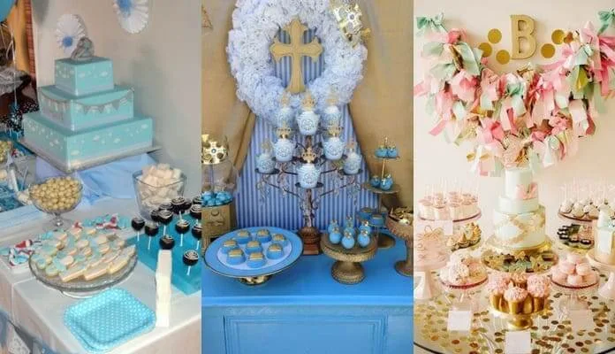 mesas de dulces para bautizo | barra de dulces para bautizo